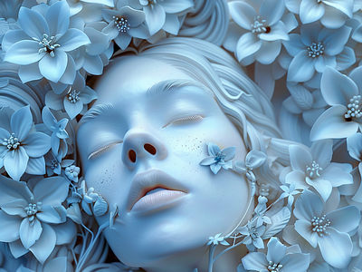 3D Illustration Woman Dreaming 3d design 3d illustration flowers graphic design woman dreaming