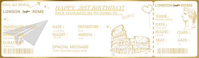 Editable birthday boardingpass ticket graphic design logo