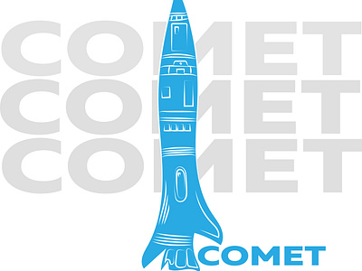 COMET 'LOGO adobe blue challenge comet design graphic design grey illustrator logo randomart rocketship spaceship typogrpahy