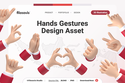 3D Design Asset | Hands Gestures 3d 3d icon 3d illustration 3d modeling asset collection design emoji gestures graphic design hand illustration indonesia set ui