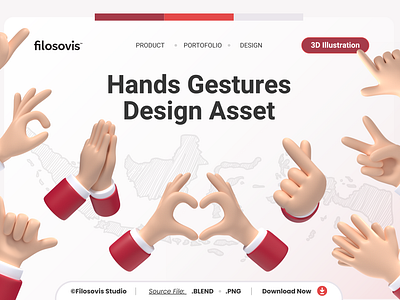 3D Design Asset | Hands Gestures 3d 3d icon 3d illustration 3d modeling asset collection design emoji gestures graphic design hand illustration indonesia set ui