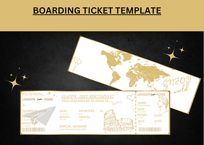 Golden Boarding pass graphic design