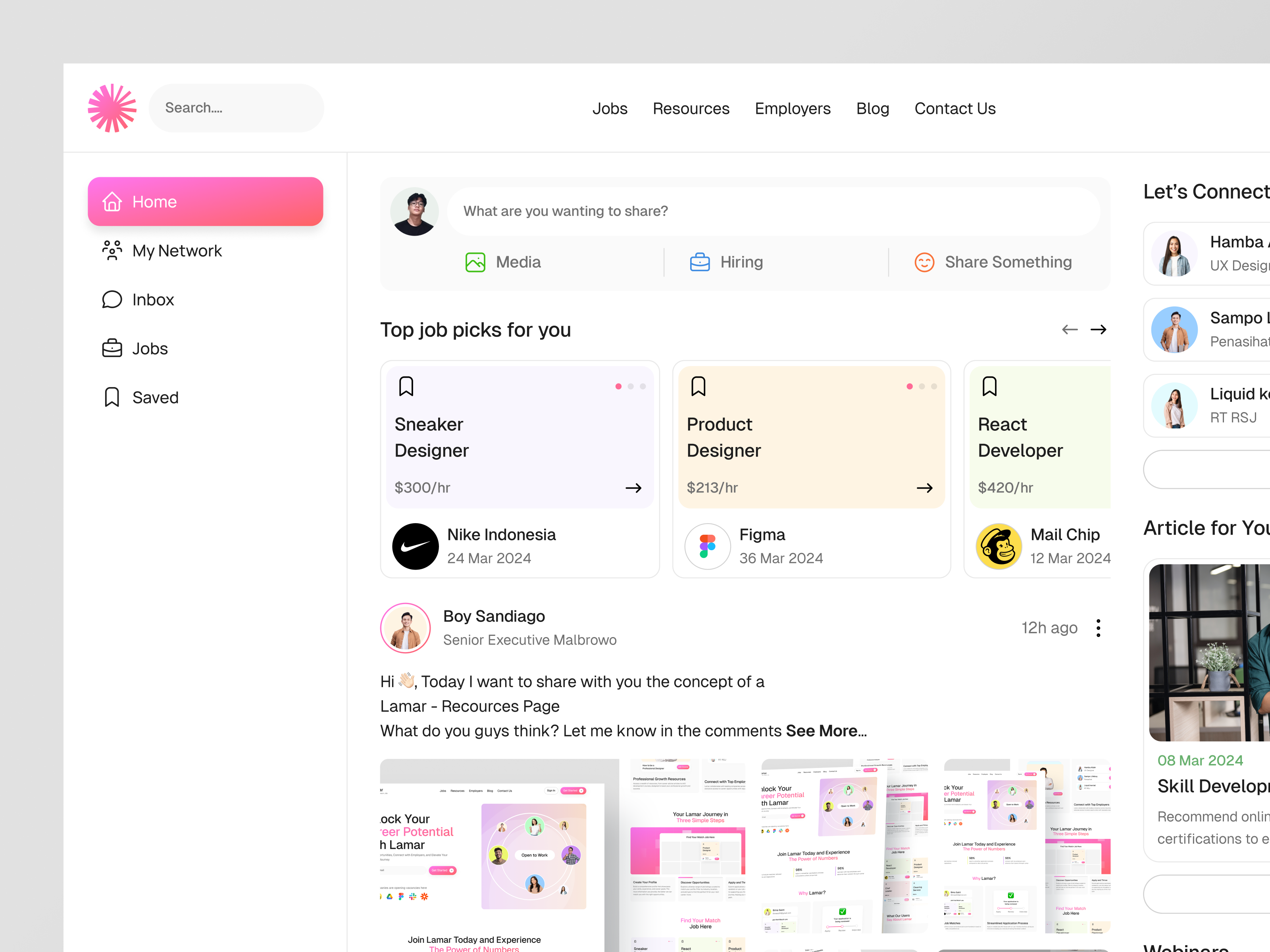 Lamar - Job Portal clean dashboard dashboard design dashboard uiux design freelance freelancer hiring job job application job board job finder job listing job portal job search job seeker linkedin product product design ui