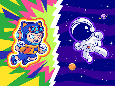 "From Enemy To Friend"🤝 animals astronaut boy camping car character collaboration cute friendship gokart helmet icon illustration logo mascot mask race robot space sports