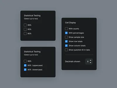 Data Table Controls UI cell display crosstabs data table controls design statistical testing ui ux