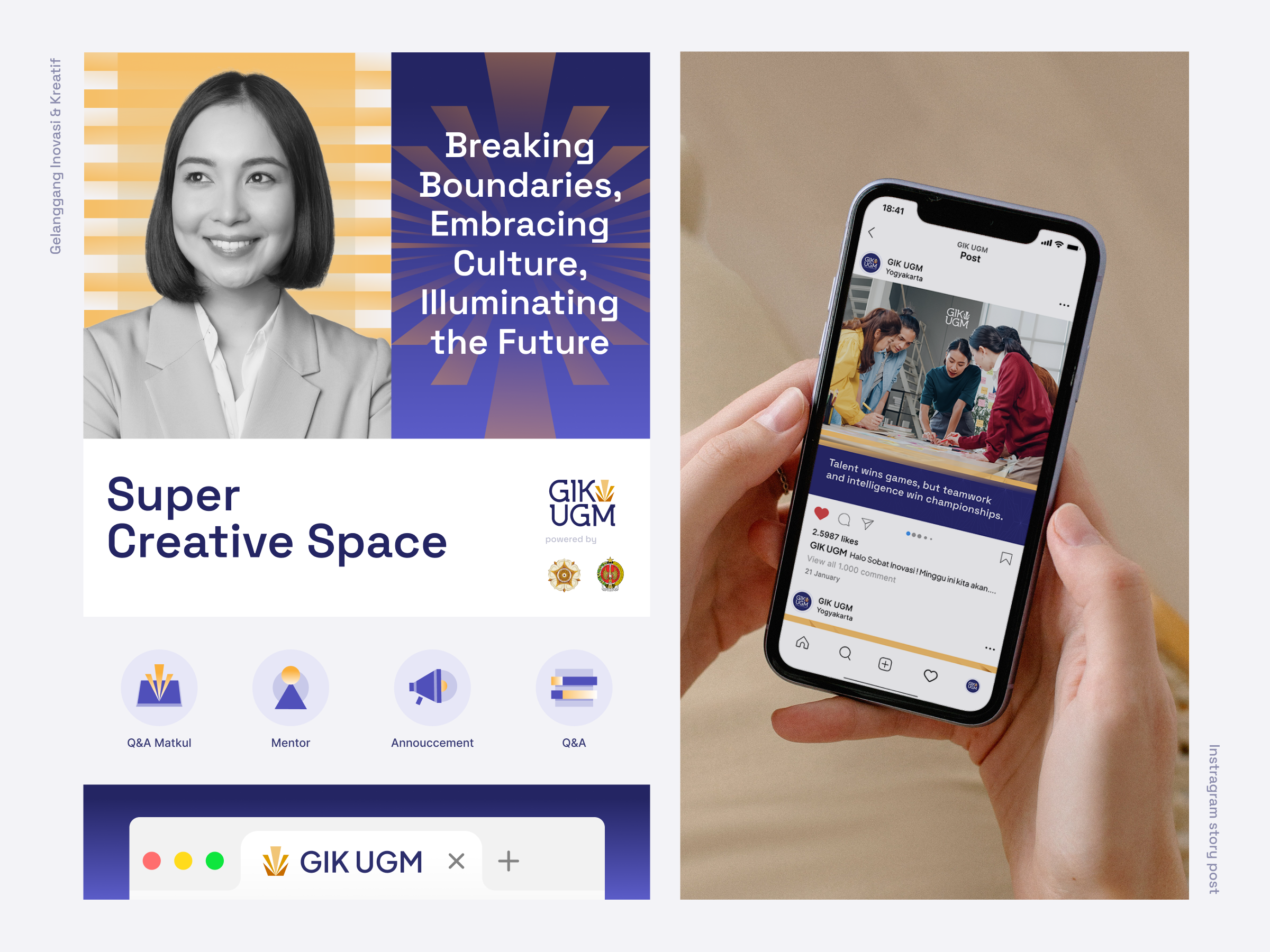 GIK - Visual Identity branding business creative space design gik graphic design icon logo marketing ugm visualidentity yellow