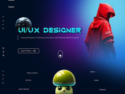 Portfolio Tanvi - showcase myself beautiful dark dark mode dark theme design elegent graphic design portfolio ui ux