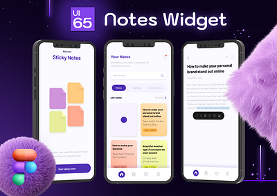 UI 65_Notes Widget 3d surrealism app color dailyui figma mobile note notes widget ui ui 65 widget