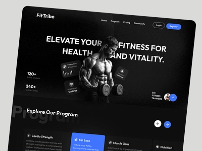 Fitness Website bodybuilding concept design fitness landing page fitness website health home page interface landing page landingpage ui design uiux web app web design web ui workout