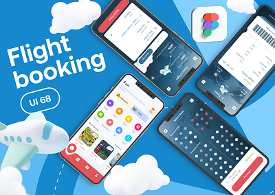 UI 68_Flight booking 3d surrealism app biooking color dailyui figma flight flight booking light mode mobile phone ui ui 68