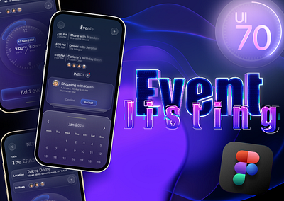 UI 70_Event listing blue dailyui dark mode event event listing figma glass listing ui ui 70