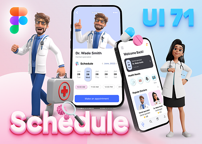 UI 71_Schedule 3d 3d illustration dailyui figma light mode pink schedule sky blue soft soft ui ui ui 71