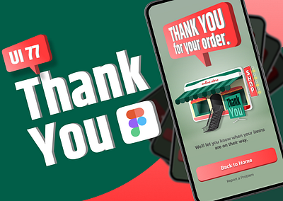 UI 77_Thank You 3d illusration app dailyui figma green mobile phone pink shop thank thank you ui ui 77