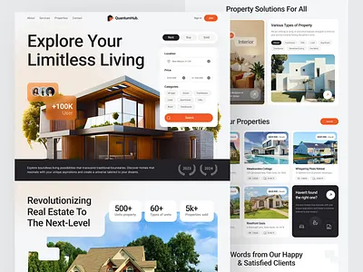 QuantumHub - Real Estate Landing Page architecture design home homepage house landing page minimalist property real estate real estate agency real estate website rent residence ui ui design ui ux ux web web design website