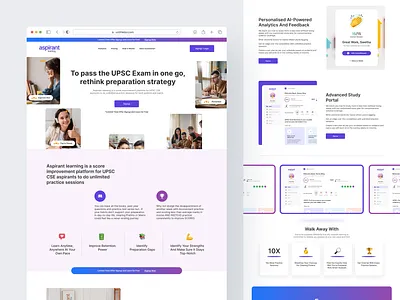 Learning Platform - Aspirant Learning education home landing learning minimal ui ux web webdesign website