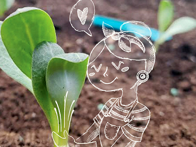 Healing Gardening adobephotoshop digitalcontent digitalillustration digitalsketch editing gardening girl graphic design lineart lines sketch