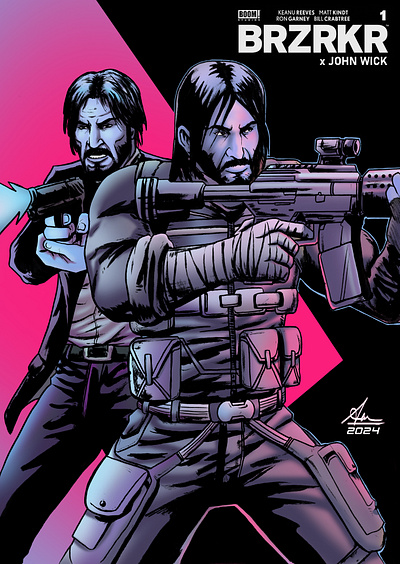 BRZRKR x JOHN WICK art artist artwork character character illustration comic artist comic book comic style concept design cover design crossover design drawing ideas illustration john wick layout movie poster poster design