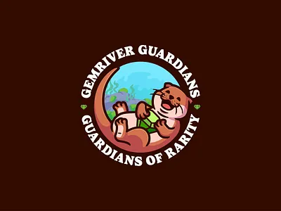 Otter and Gem Cartoon mascot logo design animal branding cartoon cartoon mascot character character design cute cute animal mascot cute character cute mascot gem illustration logo mascot mascot design otter otter logo otter mascot pet vector