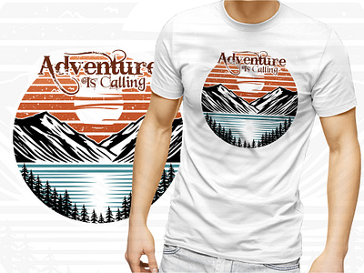 Adventure is calling Mountain Lake t shirt design outdoor adventures