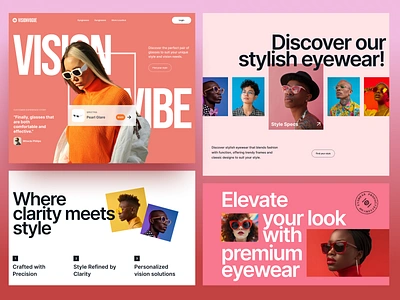 Vision Vogue - Eyewear landing page concept exploration eyewear fashion landing page layout design style sunglasses swiss design typography website