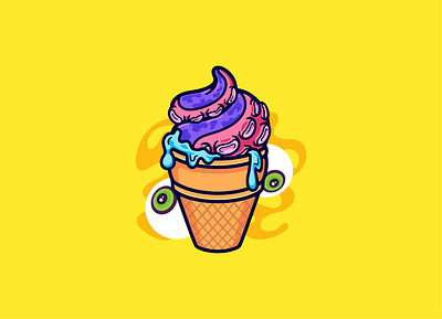 Ice Cream Monster Illustration colorful cone dessert dessert food food frozen food ice cream ice cream cone ice cream logo illustration summer sweet food sweets
