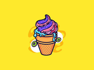 Ice Cream Monster Illustration colorful cone dessert dessert food food frozen food ice cream ice cream cone ice cream logo illustration summer sweet food sweets