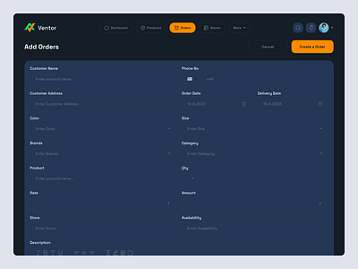 Inventory Management Dashboard- Add Orders Page UI Design add orders business dashboard dashboard responsive design figma inventory management ui ui design uiux design website design wierfarme