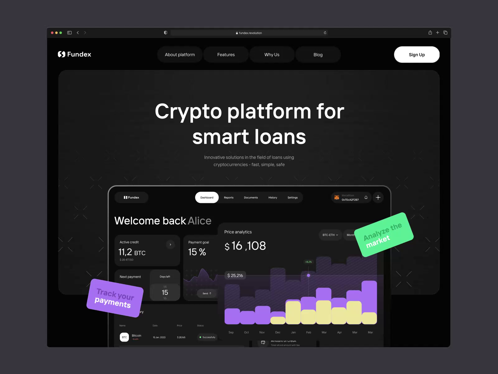 Fundex - Website design for the crypto loan platform by Outcrowd on Dribbble