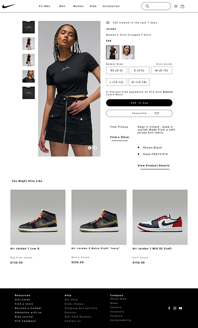 Product page ui ux product page nike