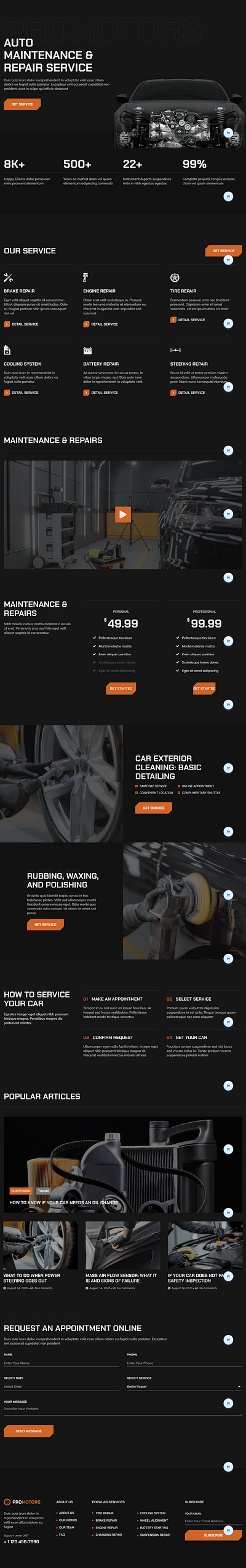 Garage Website design ui ux website wordpress