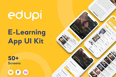 Edupi - E-Learning App Design UI Kit app app design app kit clean course design ios app kit minimal mobile mobile app online course template ui ui kit ui ux ux design