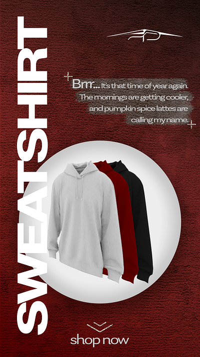 Sweatshirt Ad Creative ad creative ads bold minimalism graphic design hoodie red sweatshirt