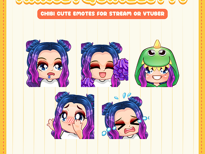 Personalized Chibi YCH Emotes animation chibi emotes concept art custom emotes cute emotes design discord emotes graphic design illustration kick emotes motion graphics open commission original character twitch emotes ych emotes