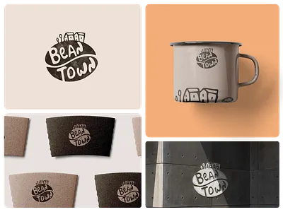 Bean Town - Branding bean logo bean town cafe branding cafe logo coffee app design coffee bean brand coffee brand coffee logo handdrawn logo starbucks design app town brand