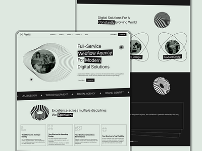 FlexUI Design Agency Landing Page (Free) 3d animation app branding design design system illustration logo ui ui kit