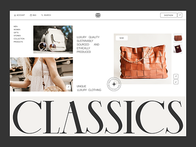 Luxury Clothes | eCommerce Website Design bag selling website bags store branding clothes online store clothes store ecommerce ecommerce website fashion design luxury clothing magazine style minimalism online shop online store retail retail and trading ui design ui design concept web development website concept website design