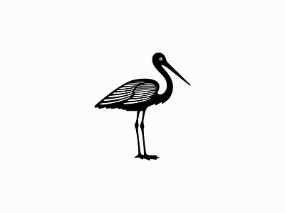 Stork Logo animal bird birth branding care design elegance emblem family icon illustration logo mark nature negative space stork vector