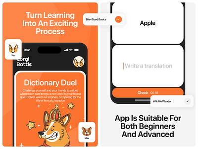 CogriBattle — English language learning app app branding design english illustratins learning mobile app ui ux