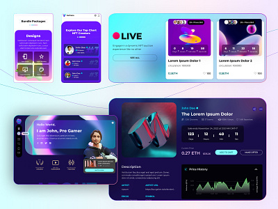Responsive NFT Market Website 3d avatar card chart corporate dark ui ecommerce figma homepage illustration landing page product detail product page profile single page trading ui ux