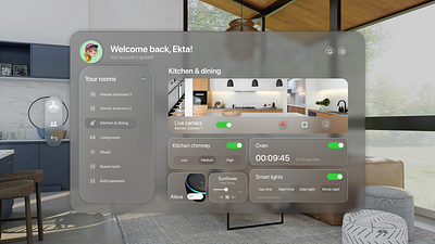 #021_DailyUI Home Monitoring alexa app apple vision pro ar dailyui design figma google vr home control home monitoring interface smart home ui vision pro vr