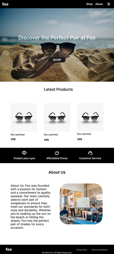 Sunglasses Website Design e commerce graphic design ui web design website