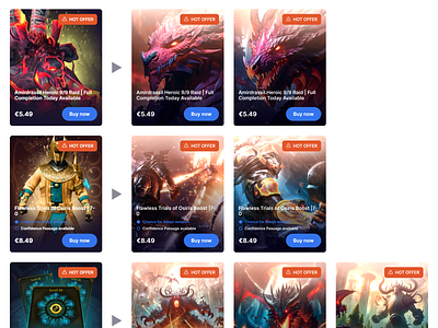 GETBOOST.GG product cards redesign with no website changes boost cards d2 fanart gaming leveling poster redesign rpg service wow