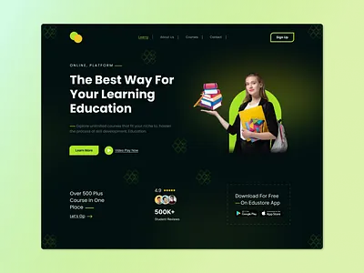 Education Learning Hero Area. busines education header hero area landing page ui ui website design ux