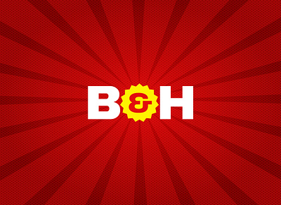 B&H american ampersand b duochromatic e commerce flat graphic design h halftone logo minimalism nigeria nigerian red retail sale sticker shop star logo store