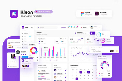 Kleon - Clean Admin Panel Dashboard admin admin dashboard analytics app app dashboard calendar clean elegant figma template invoice light modern project management psd template sketch template ui user interface website xd template