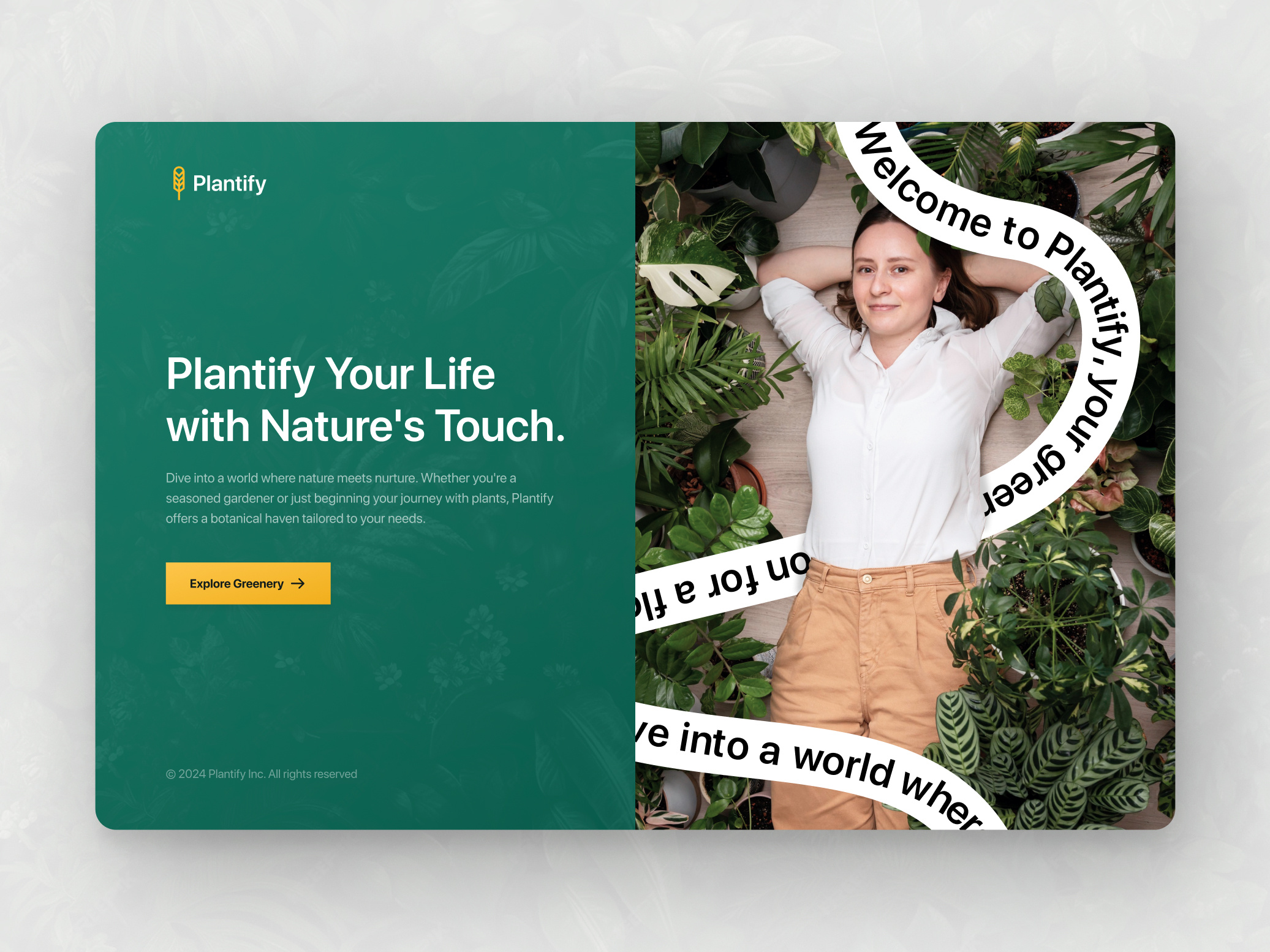 Plantify - landing page design dribbbleshot graphic design hero herosection landingpage minimal plants ui ux