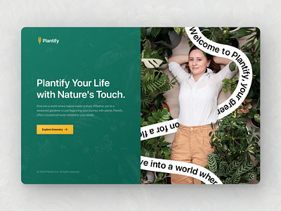Plantify - landing page design dribbbleshot graphic design hero herosection landingpage minimal plants ui ux
