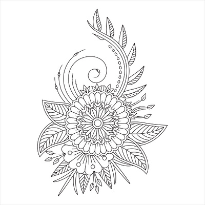 Mehndi Flower Coloring Page for Adult adult coloring book adult coloring page coloring book coloring page flower flower coloring book flower coloring page flower line art line art mehndi mehndi flower coloring book