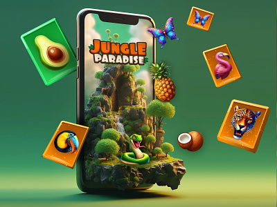 AI prompts for Jungle Paradise Slot Game ai artificial intelligence graphics illustration image generator images jungle paradise prompts slot game text to image visual design