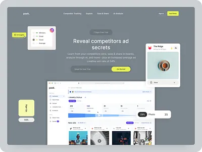 Peek UI Design Project ads design facebook hook landing landing page mobile ui ui design web web design website